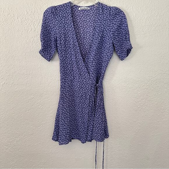 Reformation Lucky Floral Purple Argentina Wrap Mini Dress XS - Picture 2 of 7
